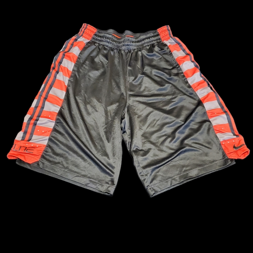 NIKE ELITE BASKETBALL SHORTS BLACK/RED/GREY 11"  SIZE LARGE